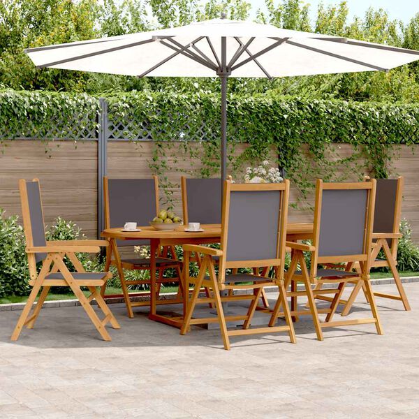 vidaXL Set Pranzo da Giardino 7 pz Antracite Tessuto e Legno Massello