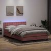 vidaXL Letto a Molle con Materasso e LED Rosa 140x220 cm in Velluto