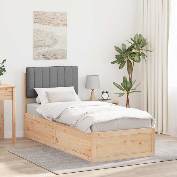 vidaXL Letto con Testiera Rivestita Grigio chiaro 75 x 190 cm