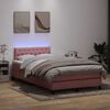 vidaXL Letto a Molle con Materasso e LED Rosa 120x220 cm in Velluto
