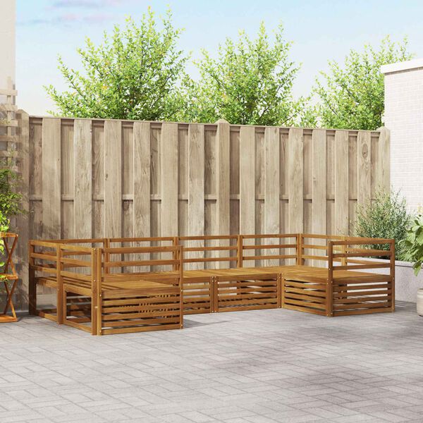 vidaXL Set divani 6 pcs Naturale Legno di Acacia Massello