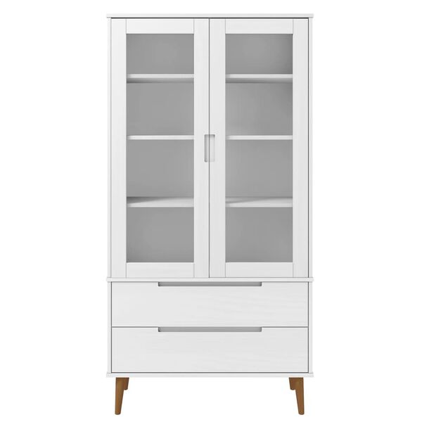 vidaXL Vetrina MOLDE Bianca 90x35x175 cm in Legno Massello di Pino