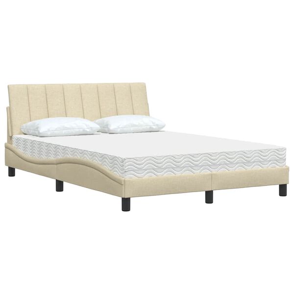 vidaXL Letto con Materasso Hanko Crema 140x200 cm in Tessuto