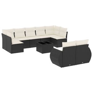 vidaXL Set Divani da Giardino 10pz con Cuscini in Polyrattan Nero