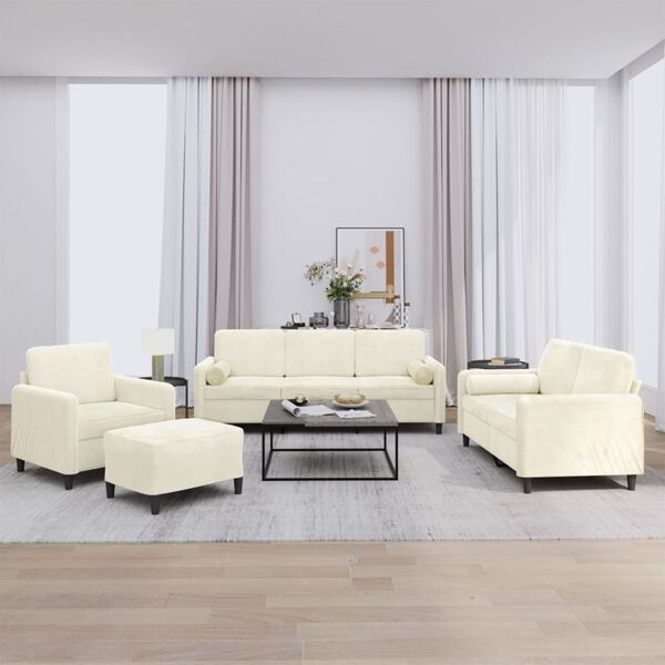 vidaXL Set di Divani 4 pz con Cuscini Crema in Velluto