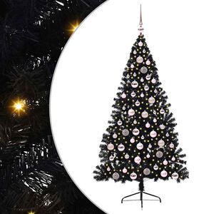 vidaXL Albero di Natale artificiale con luci integrate Nero 180 cm PVC