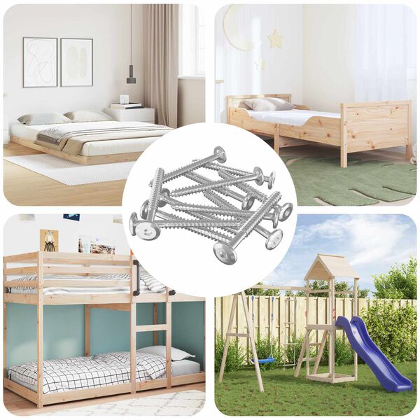 vidaXL Viti in Legno 12 pcs Argento M6 x 70 mm Acciaio