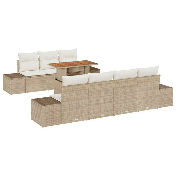 vidaXL Set Divano da Giardino 8 pcs Beige Poly Rattan