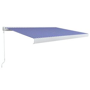 vidaXL Tenda a Cassonetto Manuale 350x250 cm Blu e Bianca