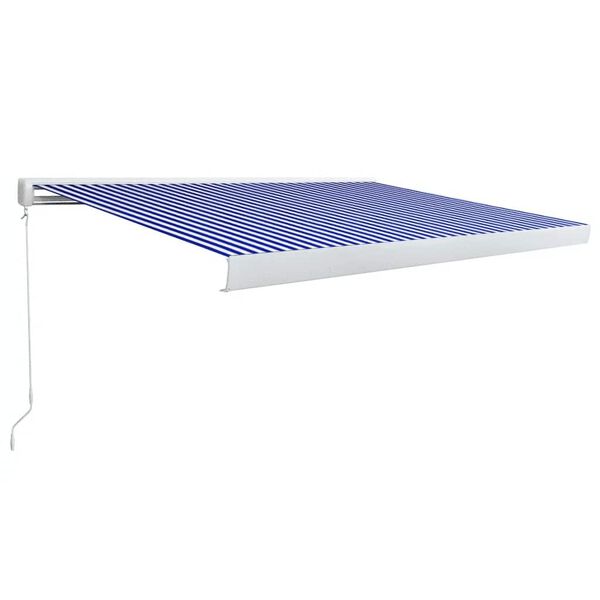 vidaXL Tenda a Cassonetto Manuale 350x250 cm Blu e Bianca