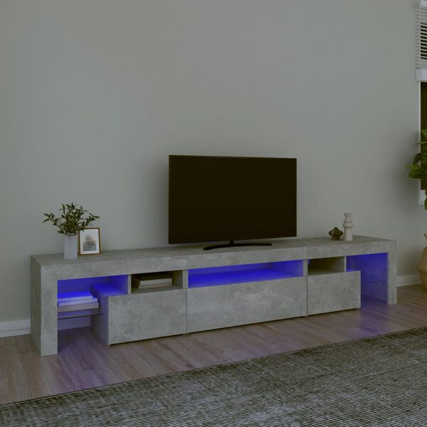 vidaXL Mobile Porta TV con Luci LED Grigio Cemento 215x36,5x40 cm