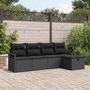 vidaXL Set Divano da Giardino con cuscino 5 pcs Nero Poly Rattan