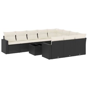 vidaXL Set Divani da Giardino 11 pz con Cuscini in Polyrattan Nero