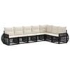 vidaXL Set Divano da Giardino 7 pz Nero e Bianco Crema polyrattan