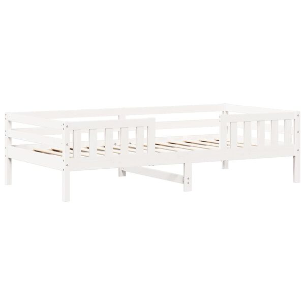 vidaXL Giroletto con Tetto Bianco 90x190 cm Legno Massello Pino