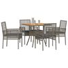 vidaXL Set da Pranzo per Giardino 5 pcs Grigio Poly Rattan