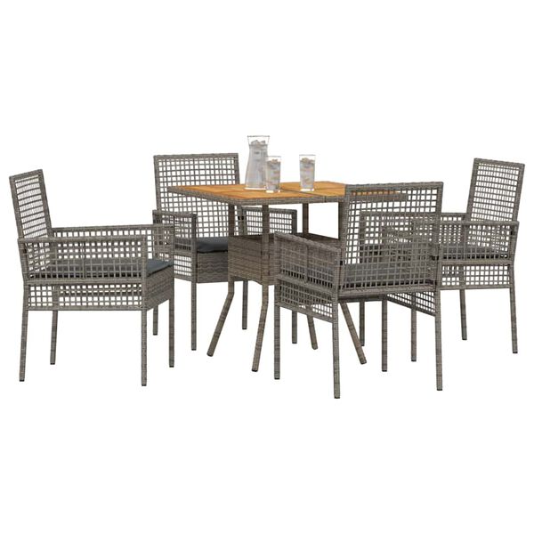 vidaXL Set da Pranzo per Giardino 5 pcs Grigio Poly Rattan
