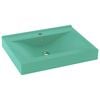 vidaXL Lavabo con Foro Rubinetto Verde Chiaro Opaco 60x46 cm Ceramica