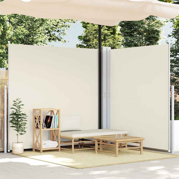 vidaXL Tenda da Sole Laterale Retrattile Crema 200x600 cm