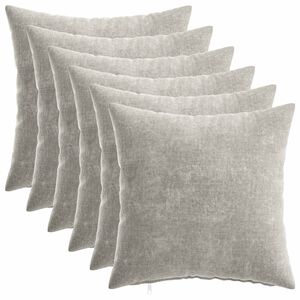 vidaXL Federa 6 pz HEERLEN Grigio Chiaro 30 x 30 cm Tessuto Chenille