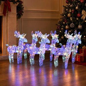 vidaXL Renne di Natale 6 pz Multicolore 240 LED in Acrilico