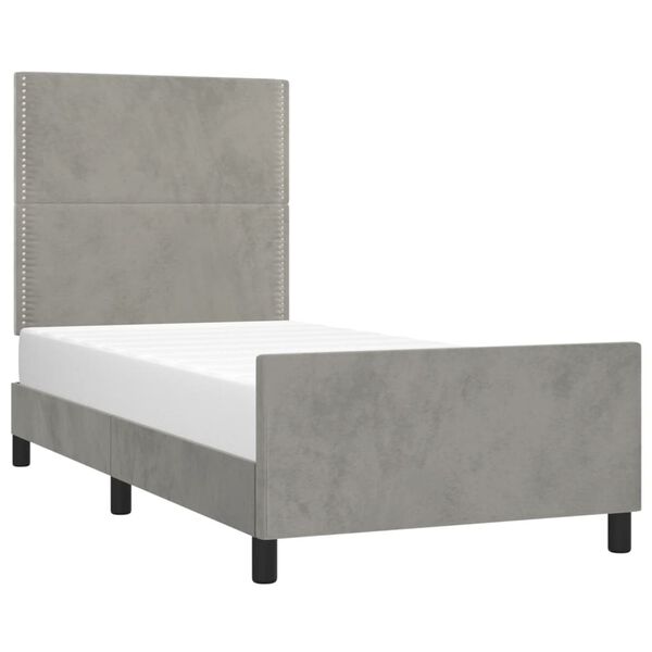 vidaXL Giroletto senza Materasso Grigio Chiaro 90x200 cm Velluto