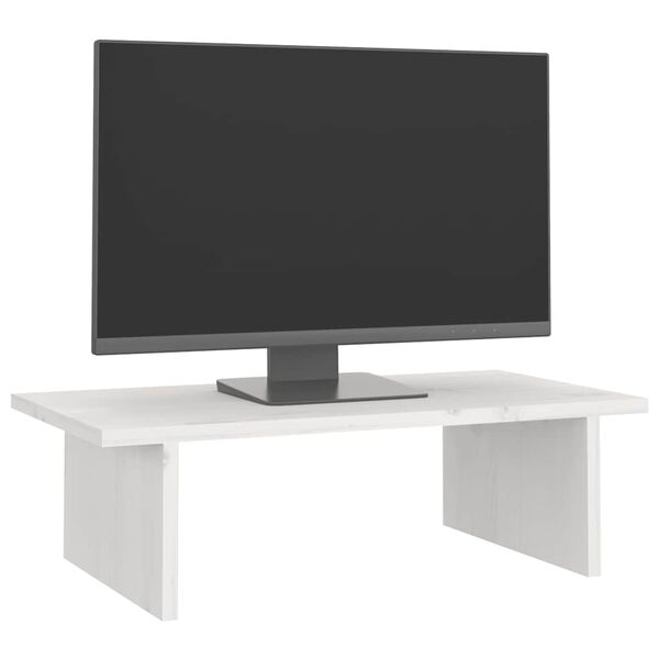 vidaXL Supporto per Monitor Bianco 50x27x15 cm Legno Massello di Pino