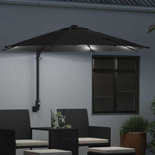 vidaXL Ombrello da giardino Nero 248 x 248 x 148 cm