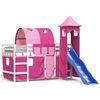 vidaXL Letto a Soppalco con Torre Bambini Rosa 90x200cm Massello Pino