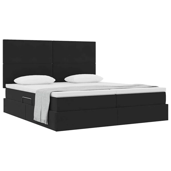 vidaXL Letto con Contenitore con materasso Nero 200 x 200 cm Velluto