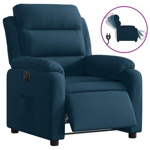 vidaXL Poltrona Reclinabile Elettrica Blu in Velluto