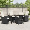 vidaXL Set da Pranzo per Giardino con cuscino 5 pcs Nero polyrattan