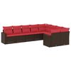 vidaXL Set Divani da Giardino 9pz con Cuscini Marrone in Polyrattan