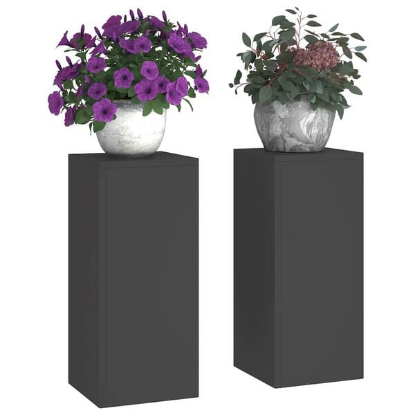 vidaXL Supporto per piante 2 pcs Nero 24 x 24 x 55 cm Acciaio