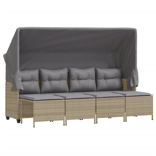 vidaXL Set Divano da Giardino 5 pz con Cuscini Beige in Polyrattan