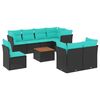 vidaXL Set Divani da Giardino 9 pz con Cuscini Nero in Polyrattan