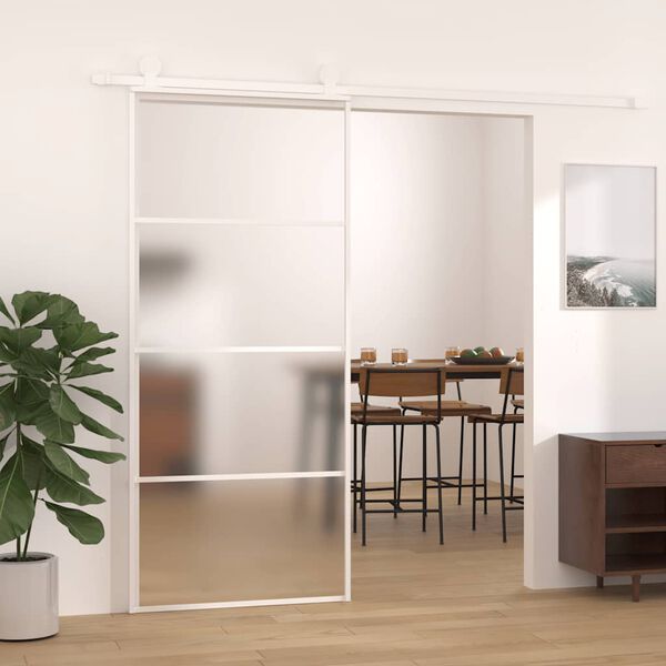 vidaXL Porta Scorrevole in Vetro ESG e Alluminio 90x205 cm Bianca