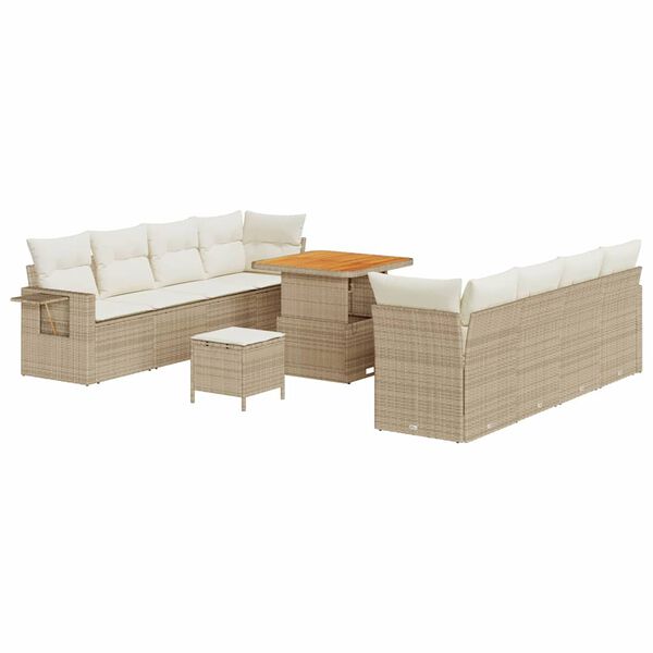 vidaXL Set Divano da Giardino 11 pcs Beige e Crema polyrattan