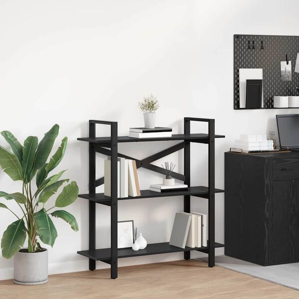 vidaXL Libreria Rovere Nero 100 x 33,5 x 102 cm Legno multistrato