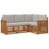 vidaXL Set divani con cuscino 4 pcs Grigio Naturale e Chiaro