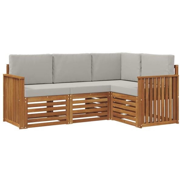vidaXL Set divani con cuscino 4 pcs Grigio Naturale e Chiaro