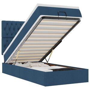 vidaXL Pouf Letto con Materasso e LED Blu 90x200 cm in Tessuto