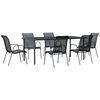 vidaXL Set da Pranzo da Giardino 7 pz Nero in Acciaio e Textilene