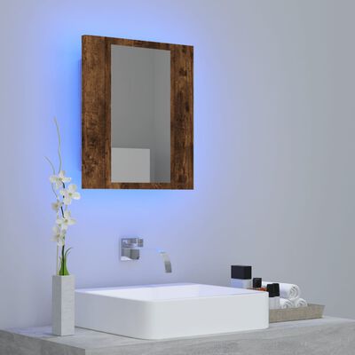 vidaXL Mobile Bagno Specchio LED Rovere Fumo 40x12x45cm Multistrato