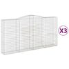 vidaXL Cesti Gabbioni ad Arco 3 pz 400x50x200/220 cm Ferro Zincato