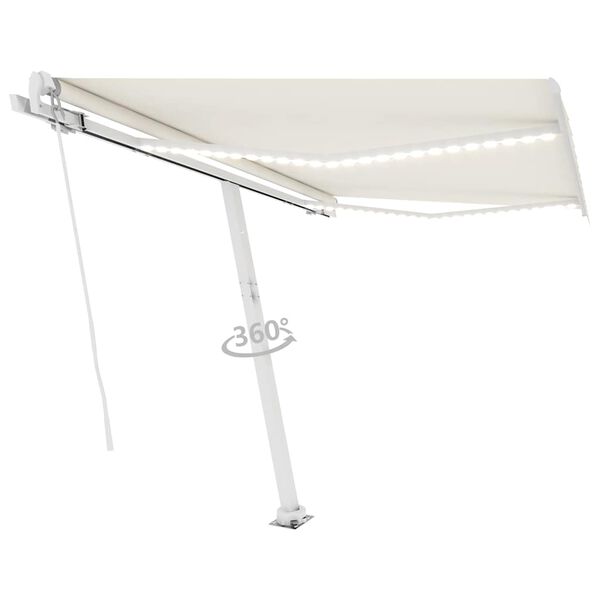 vidaXL Tenda da Sole Retrattile Manuale con LED 300x250 cm Crema