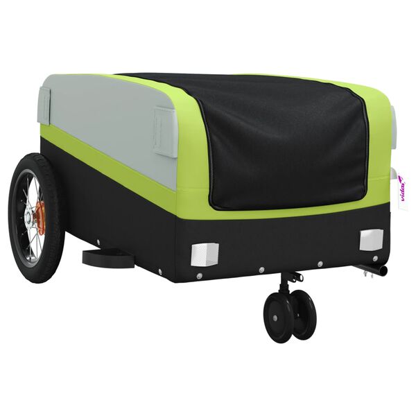vidaXL Rimorchio da Bici Nero e Verde 30 kg in Ferro