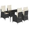 vidaXL Set da Pranzo da Giardino 5 pz Nero con Cuscini in Polyrattan
