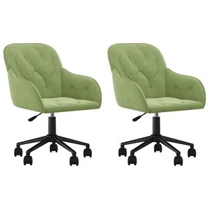 vidaXL Sedie da Pranzo Girevoli 2 pz Verde Chiaro in Velluto