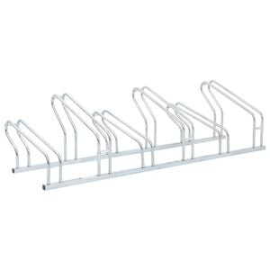 vidaXL Supporto per 6 Bici da Pavimento Autoportante Acciaio Zincato